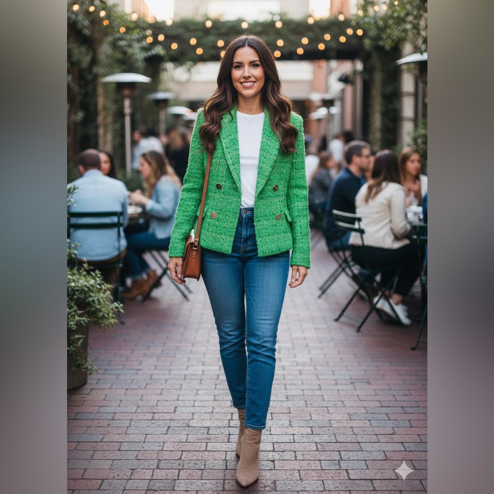Rachel Zoe Emerald Green Tweed Blazer⭐️